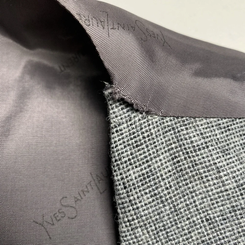 YSL Yves Saint Laurent Vest (M) Tweed Gray Waistcoat Quiet Luxury